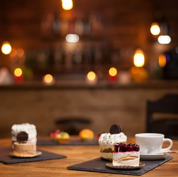 Assortment of pastries and a cup of coffee