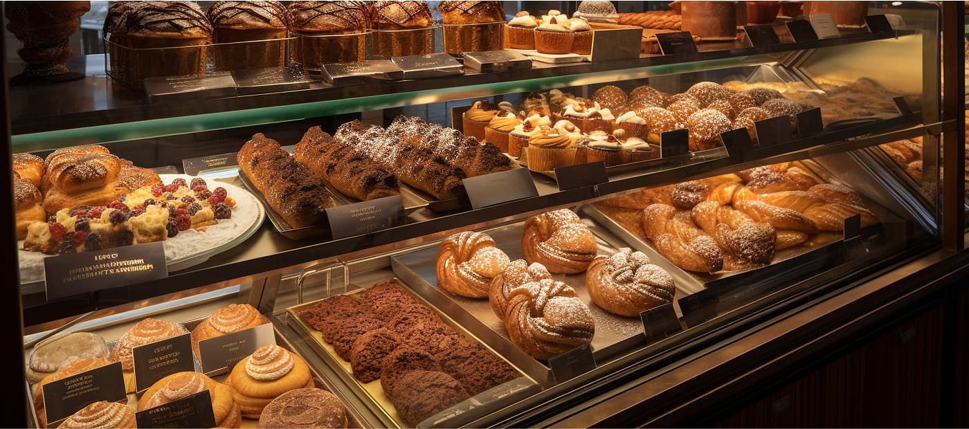 Assortment of pastries on display